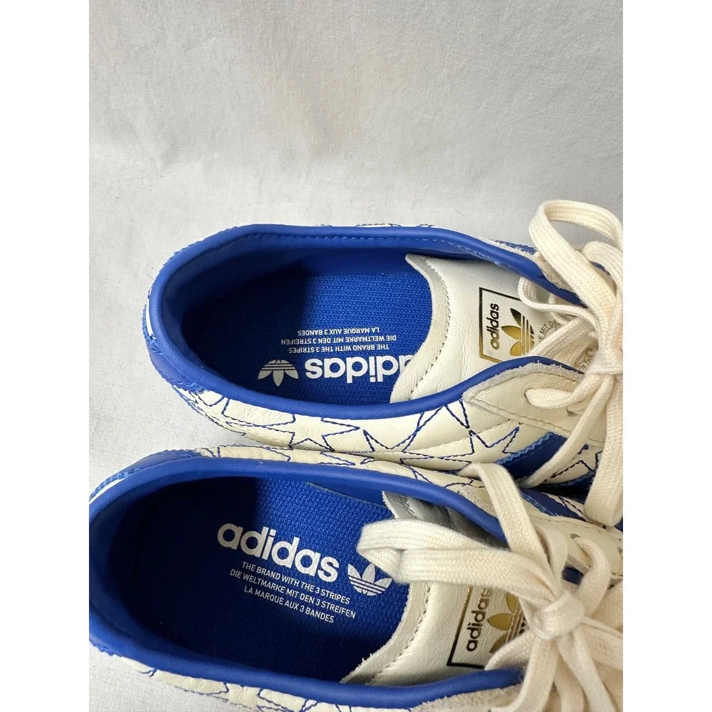 Adidas Tokyo Star Stitched Cream Blue Leather Sneakers IH6640 Womens 9.5
